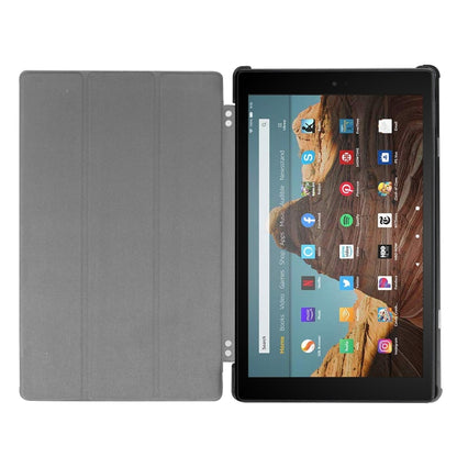 Kindle Fire HD 10 leather flip case, light gray tri-fold cover
