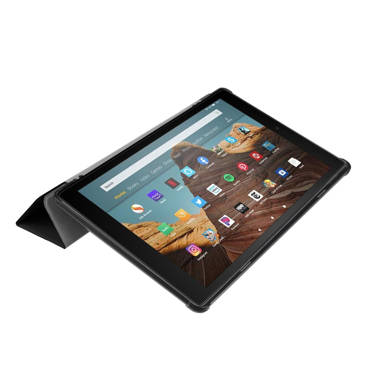 Kindle Fire HD 10 leather flip case, black angled stand