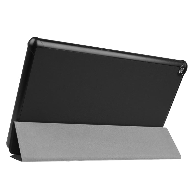 Kindle Fire HD 10 leather flip case, black side stand with folded front