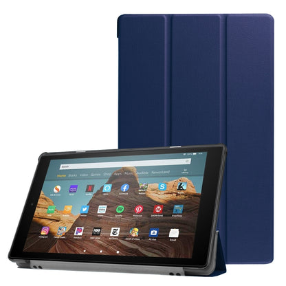 Kindle Fire HD 10 leather flip case, dark blue with tri-fold tablet holder