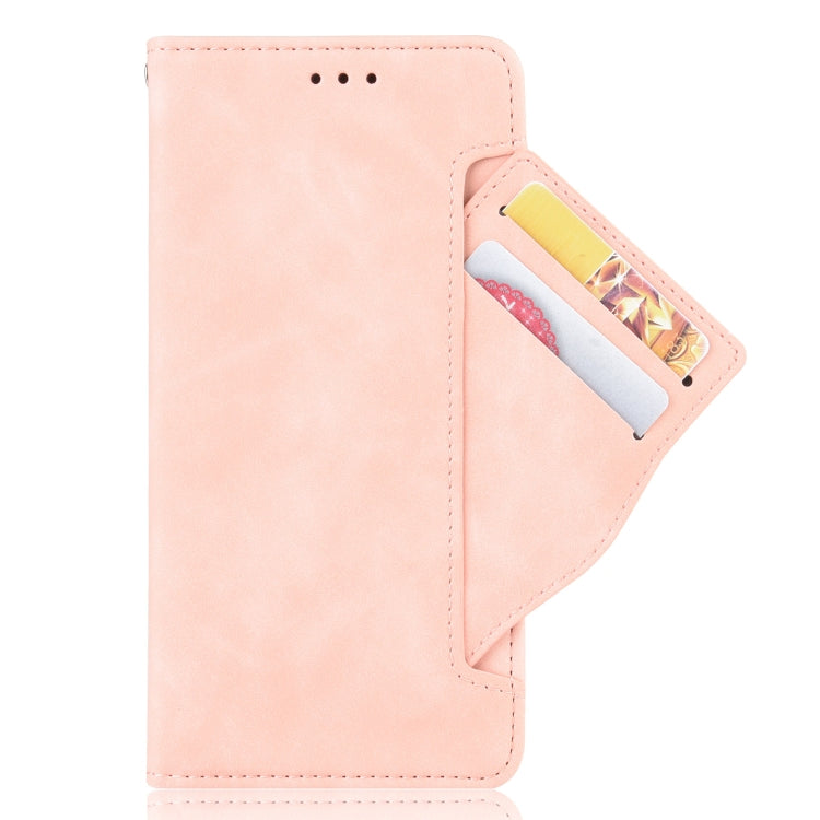 Pink leather flip phone case with horizontal card window and open fold