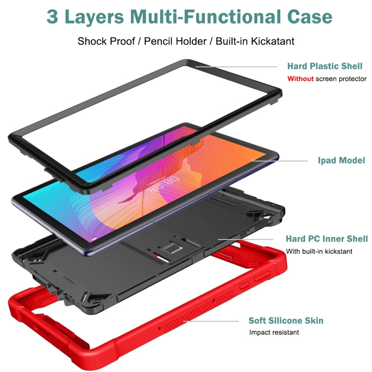 Multi-layer shockproof tablet case with pencil holder and built-in kickstand
