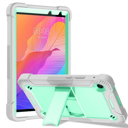 Shockproof tablet case with stand and holder, white with green accents, Huawei MatePad