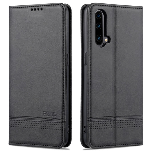 Black magnetic leather flip phone case with textured finish and card slots