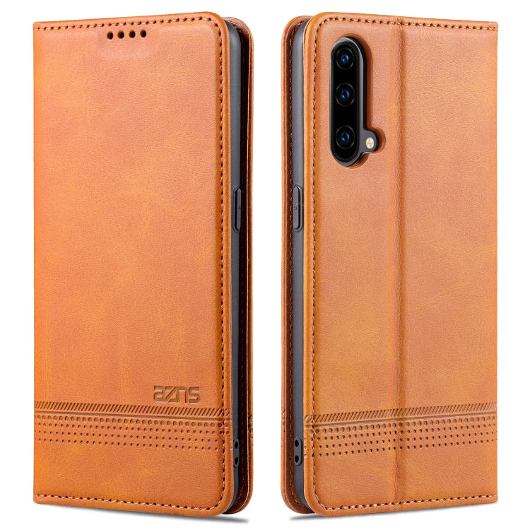 Orange-brown magnetic leather flip phone case with card holder and textured stripe