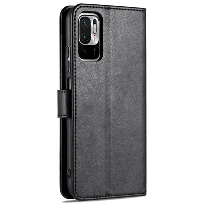Black leather flip wallet phone case with holder and card slots, back with camera cutout