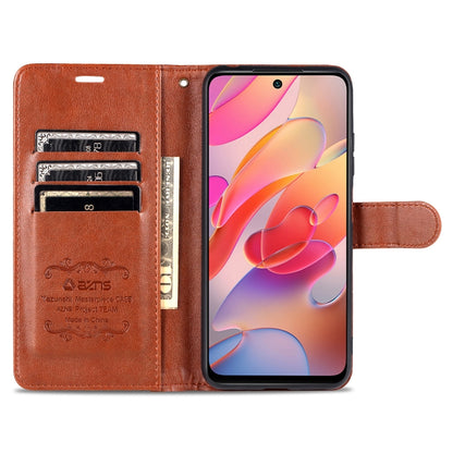 Brown leather flip wallet phone case with card slots and inner pockets, open view