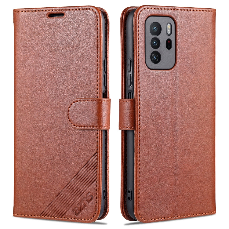 Brown flip leather phone case with card slots, holder, and camera cutout