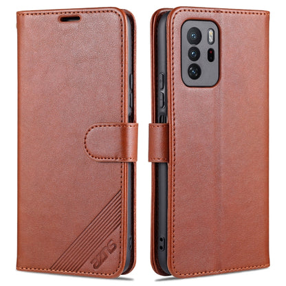 Brown flip leather phone case with card slots, holder, and camera cutout