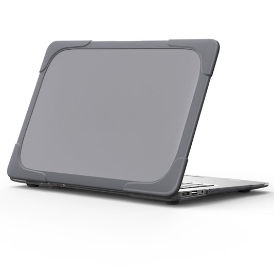 Gray TPU/PC two-color laptop protective case with corner grips and raised edge stand