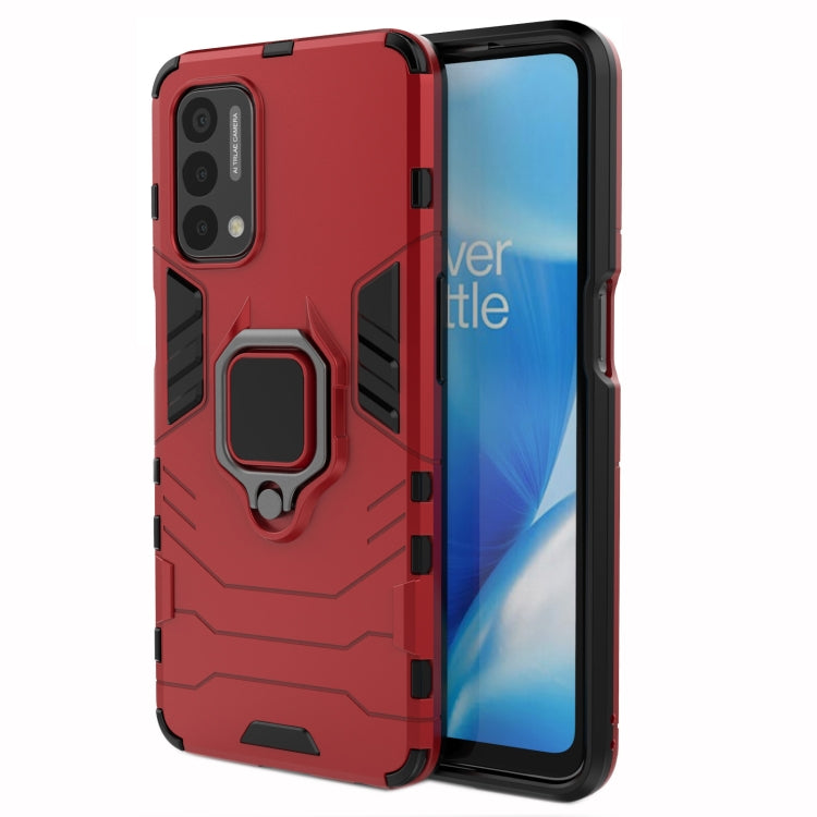Shockproof phone case with magnetic ring holder, red
