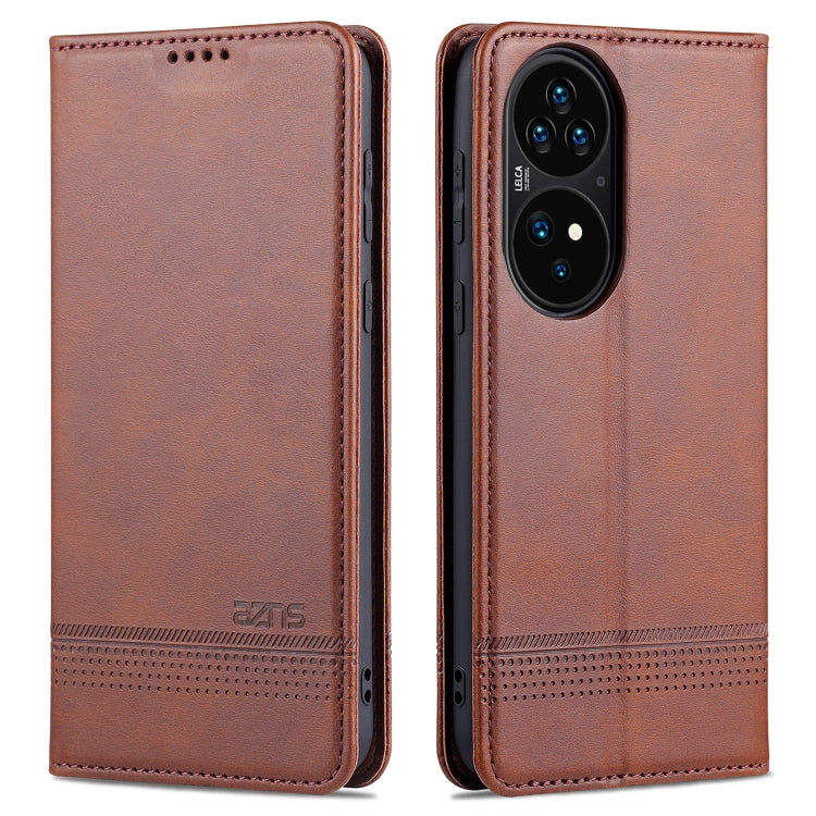 Brown leather flip phone case with horizontal flip and card-slot holder