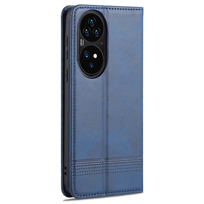 Dark blue leather flip phone case with camera cutout and card-slot holder