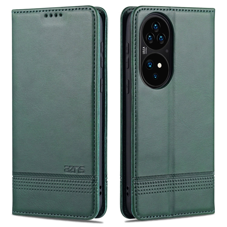 Dark green magnetic flip leather phone case with card slots and phone holder