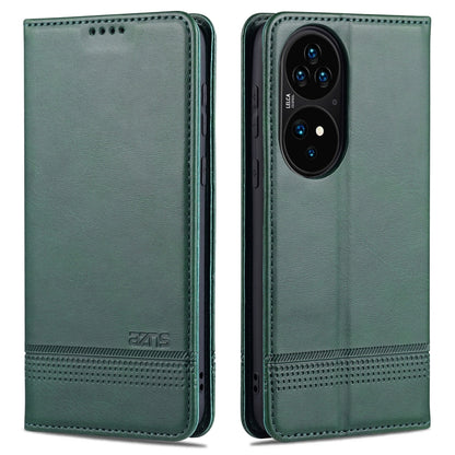 Dark green magnetic flip leather phone case with card slots and phone holder