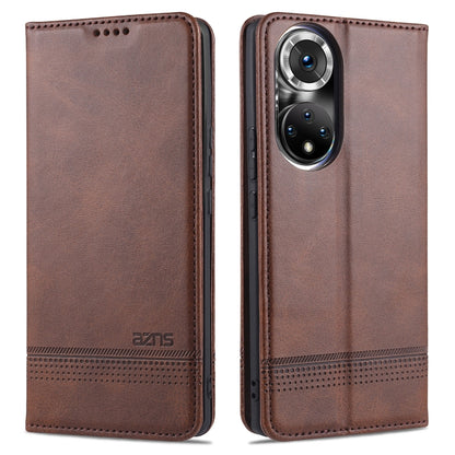 Dark brown magnetic flip leather phone case with card slots and phone holder