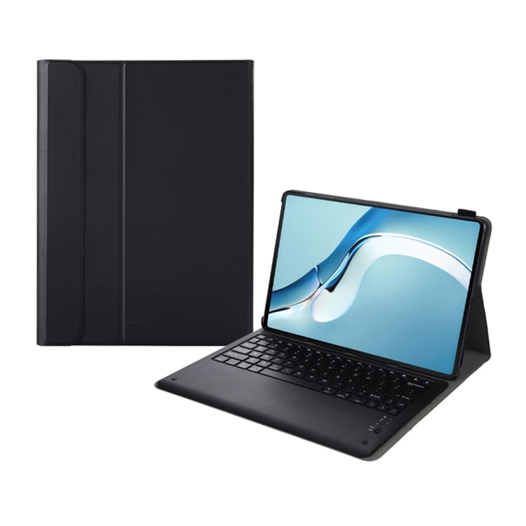 Black leather keyboard case with stand, flip cover and Bluetooth keyboard attached