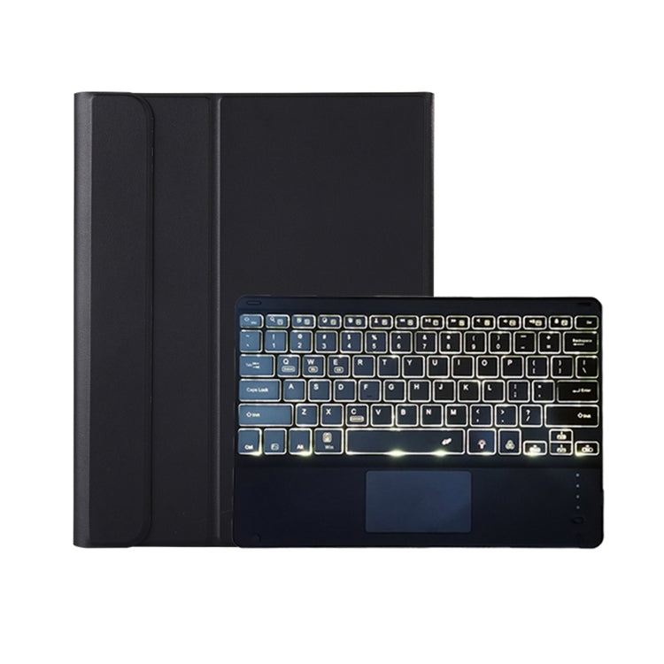 Black Bluetooth keyboard case with trackpad, top-down view of the open folio