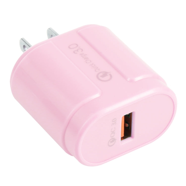 Pink single-USB travel charger with EU plug prongs and USB-A port