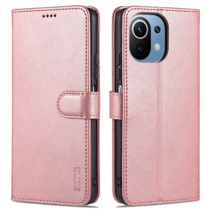 Rose gold leather flip phone case with card slots and camera cutout