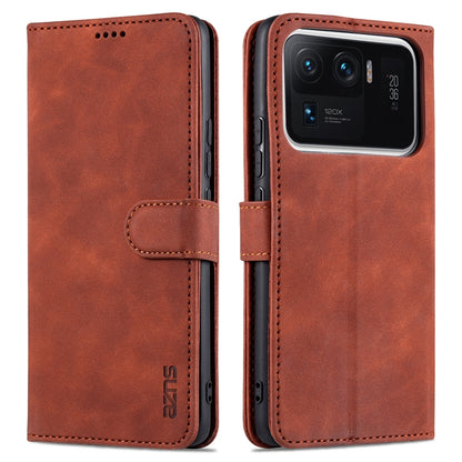 Calf-texture leather flip phone wallet case with card slots and holder, brown
