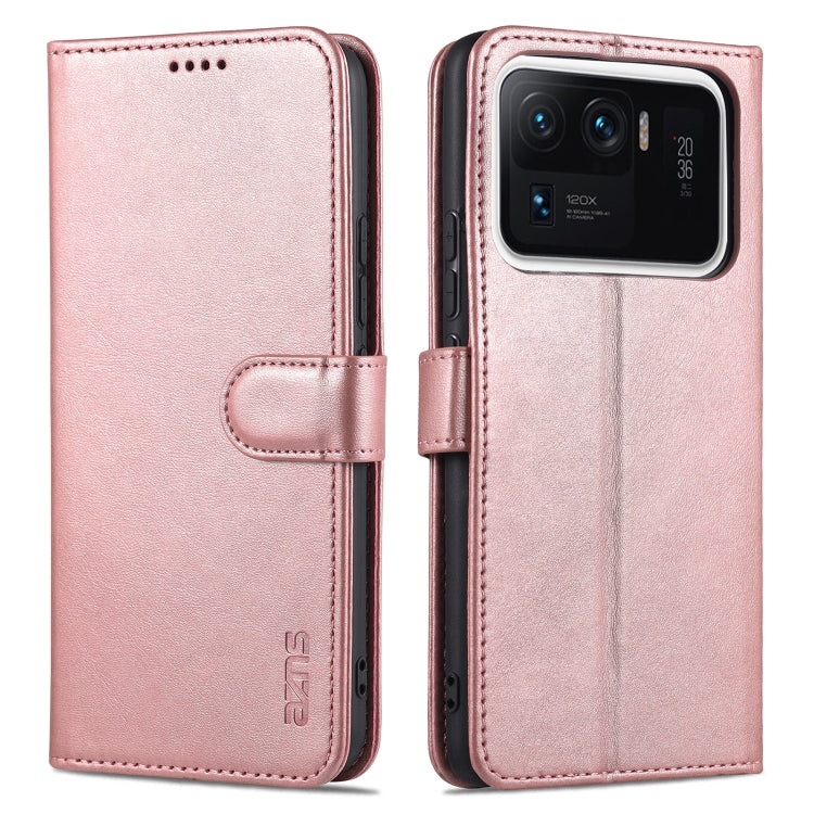Calf-texture leather flip phone wallet case with card slots and holder, rose pink