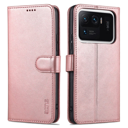Calf-texture leather flip phone wallet case with card slots and holder, rose pink