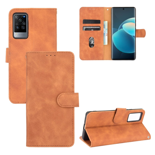 Brown PU leather flip phone wallet case with magnetic closure and card slots
