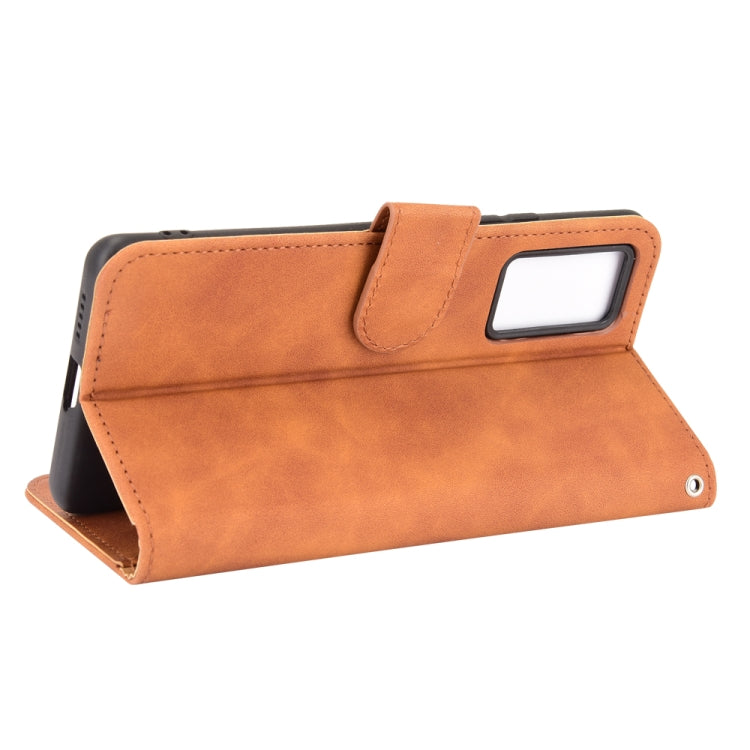 Orange PU leather flip phone wallet case with magnetic strap and stand