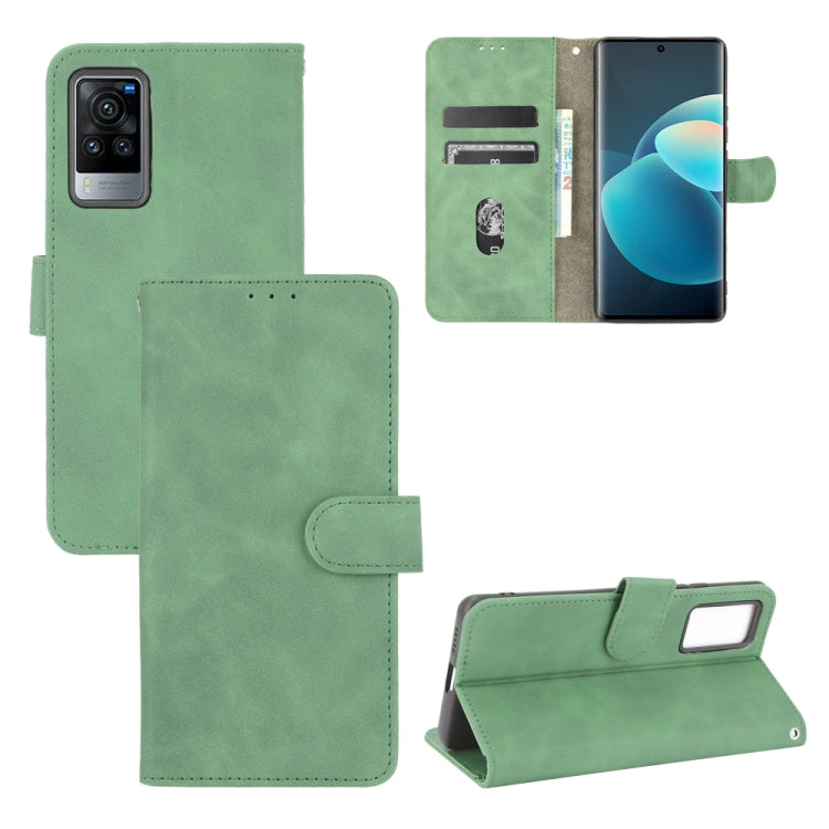 Green PU leather flip phone wallet case with magnetic closure and card slots