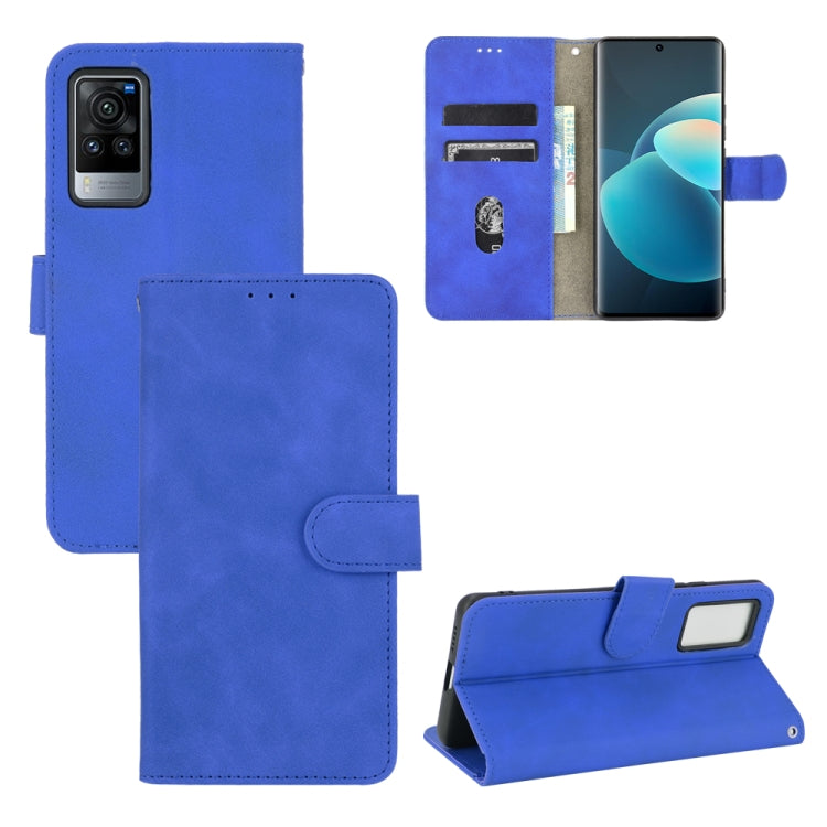 Blue PU leather flip phone wallet case with magnetic closure and card slots