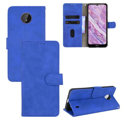 Blue PU leather flip phone case with magnetic buckle, card slots, and stand