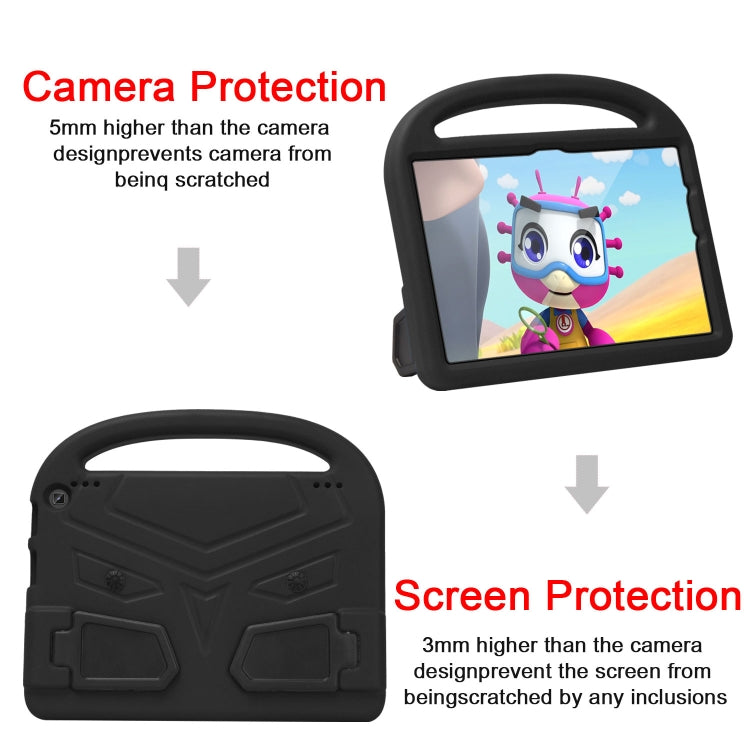 Black EVA children tablet case with thick bezel bumper, angled front view