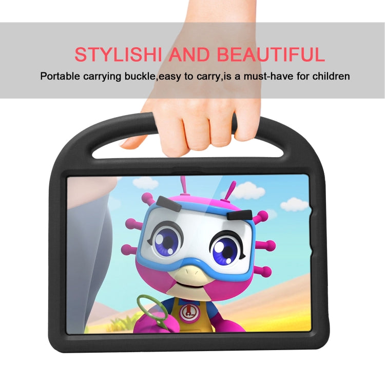 Black EVA children shockproof tablet case with carry handle, front view