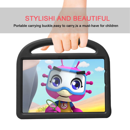 Black EVA children shockproof tablet case with carry handle, front view