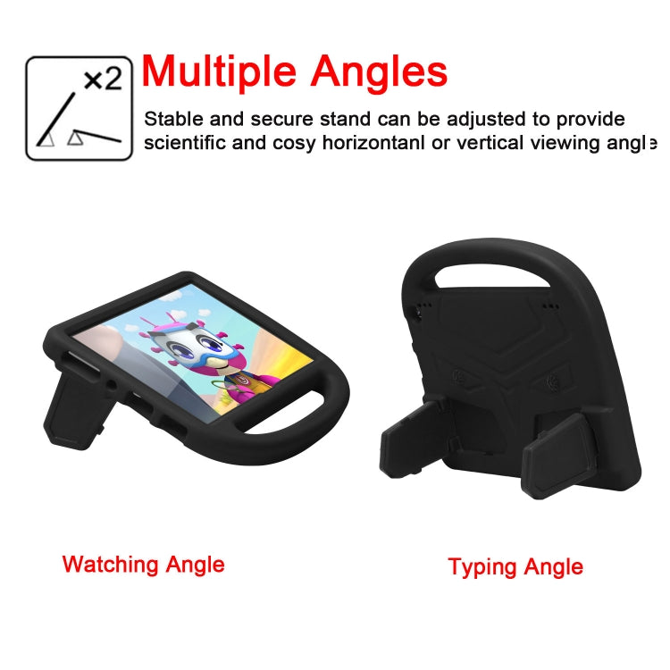 Black EVA children tablet case with adjustable stand, watching and typing angles