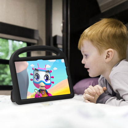 Black EVA children shockproof tablet case in use by a child, front display