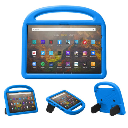 Blue EVA kids shockproof tablet case with front handle and raised corner protection