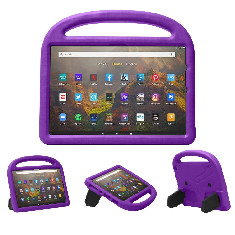 Purple EVA kids shockproof tablet case with handle and foldable viewing stand