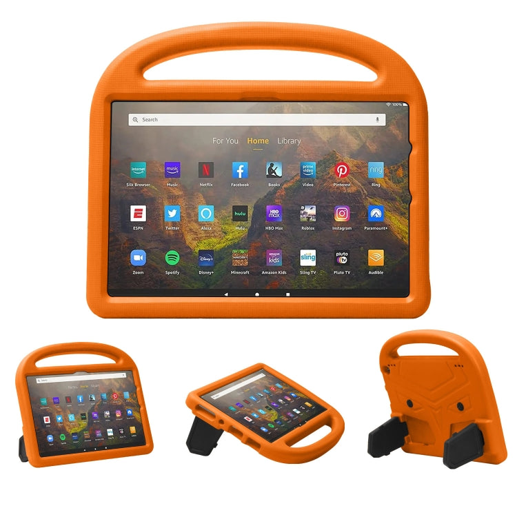 Orange EVA kids shockproof tablet case with carry handle and kickstand supports