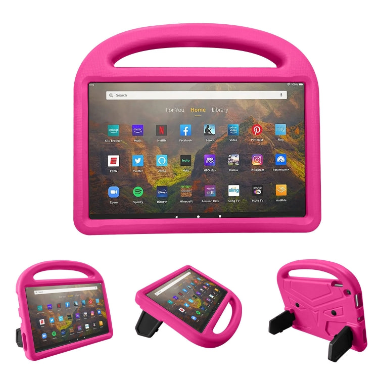 Pink EVA kids protective tablet case with handle opening and stand for viewing