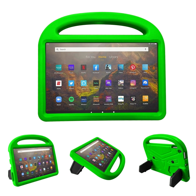 Green EVA kids protective tablet case with handle grip and reinforced corner protection