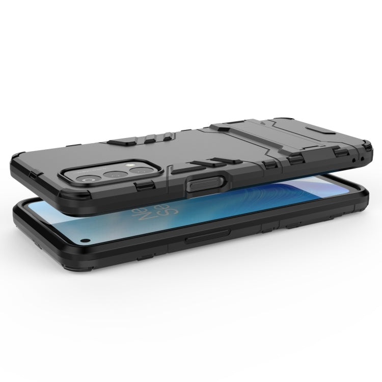 Grey shockproof phone case with holder kickstand and screen-protecting edge