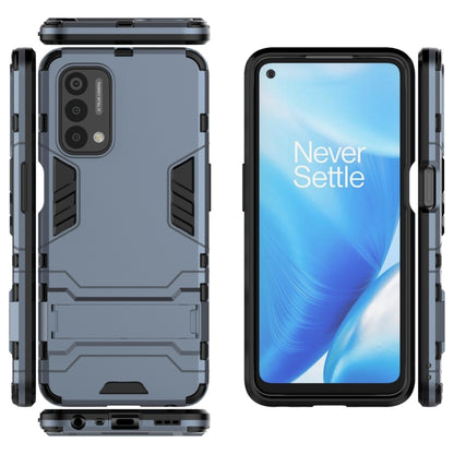 Grey protective phone case with dark bezel, camera guard, and port openings