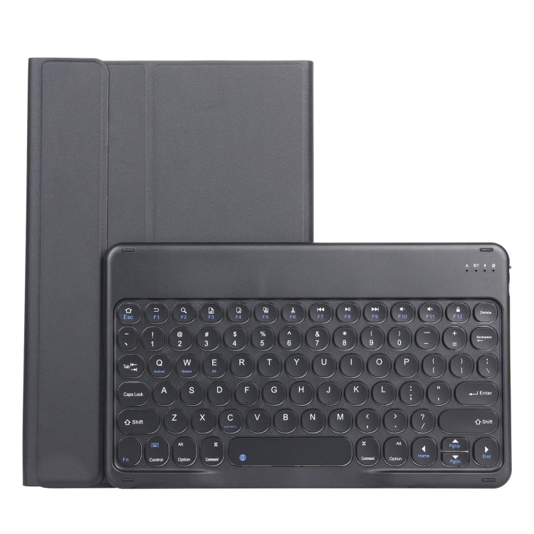 Black lambskin-style keyboard case with detachable round-key Bluetooth keyboard