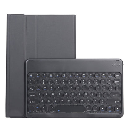 Black lambskin-style keyboard case with detachable round-key Bluetooth keyboard