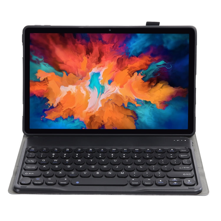 Black tablet keyboard case with detachable Bluetooth keyboard and built-in stand