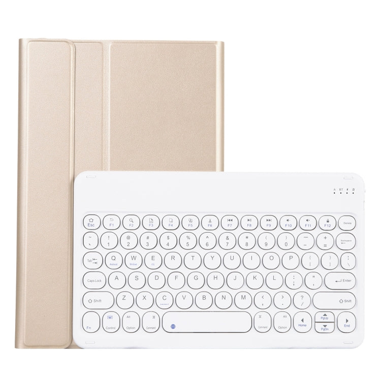 Cream lambskin-style keyboard case with detachable round-key Bluetooth keyboard