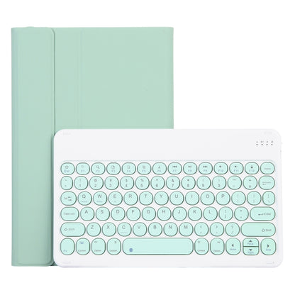 Mint green lambskin-style keyboard case with detachable round-key Bluetooth keyboard