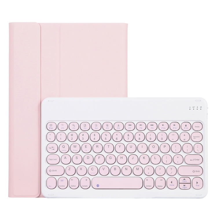 Soft pink lambskin-style keyboard case with detachable round-key Bluetooth keyboard